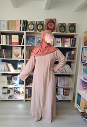 ABAYA ZIP VIEUX ROSE